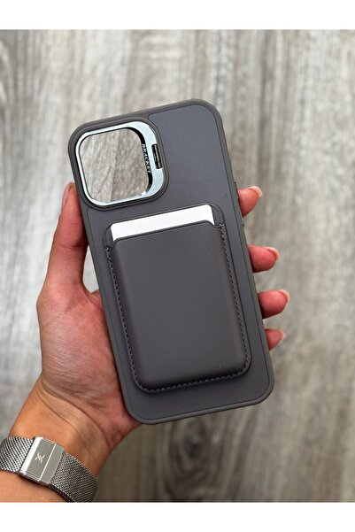 Adonis Iphone 15 Plus/14 Plus Uyumlu Deri Magsafe Cüzdanlı Kartlıklı Kamera Çerçeve Standlı Kılıf