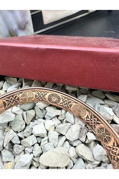 KAVELE 17 cm 35-40Gr Raw Pure Copper - Special Zeolite Sand Bracelet with Armored Coiled Motif