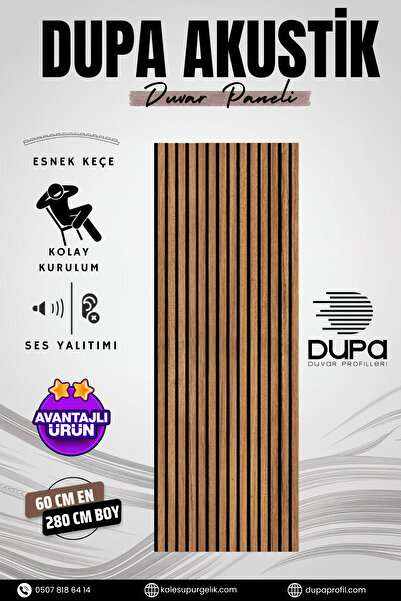 DUPA PROFİL DUPA AKUSTİK DUVAR PANELİ TEAK (60 X 280 CM)