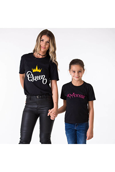 BB T SHIRTS Tricou Mamă Fiică Combinație Bumbac Imprimat Prințesa Regina 1 Tricou de calitate