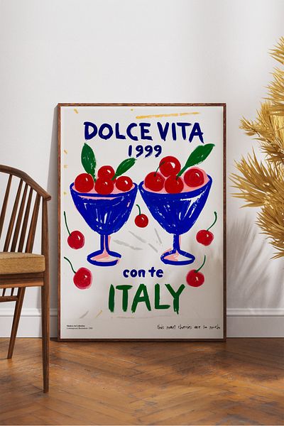 House Gorgeous Dolce Vita Italia Poster cu design modern colorat fără încadrare Colecția Dolce Vita