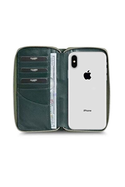 GUARD Black/Green Camouflage Printed Leather Zippered Wallet