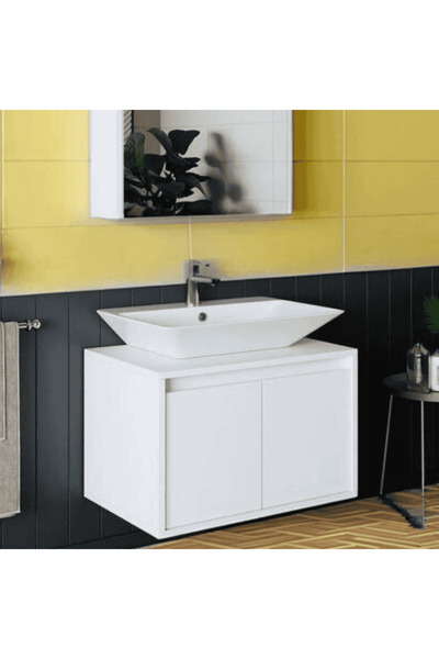 AdnDesing Banyo Dolabı-Asma- Mat Beyaz Mdf 65 Cm Banyo Alt Dolabı-Lavabosuz-Aynasız