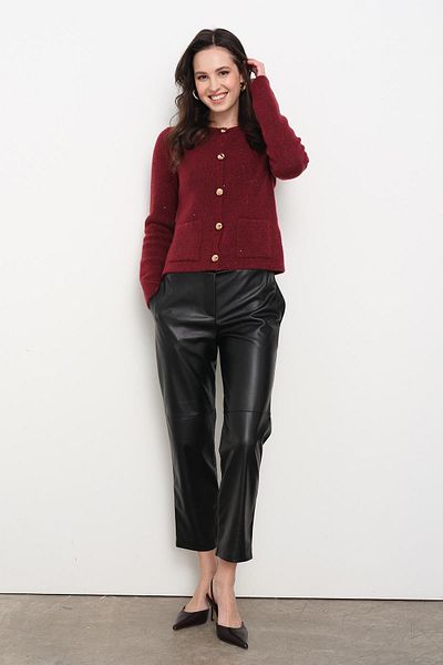 Qutu Butik 60935 Bicycle Collar Pulled Glazed Knitted Strick Cardigan