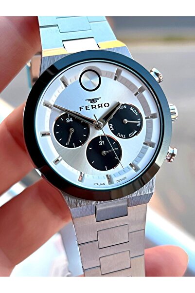 FERRO 30 Mt Waterproof Men's Wristwatch with Steel Cord Inner Functions Active Calendar F.Efm11568-Jx