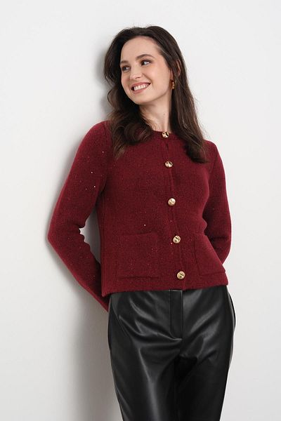 Qutu Butik 60935 Bicycle Collar Pulled Glazed Knitted Strick Cardigan