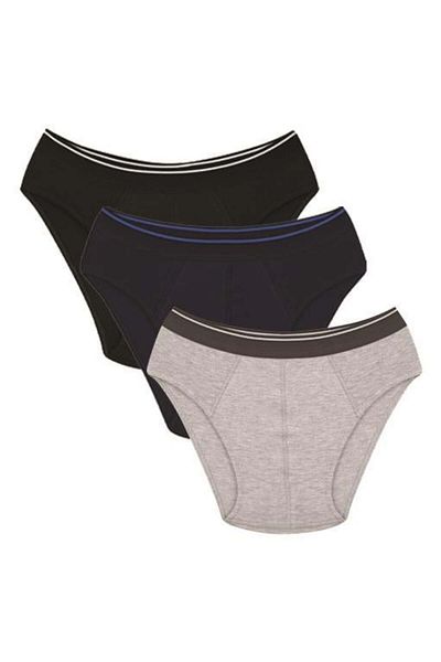 Akbeniz Ανδρικό σετ 3 τεμαχίων μαύρο Navy Grey Lycra Cotton Slip - 40117