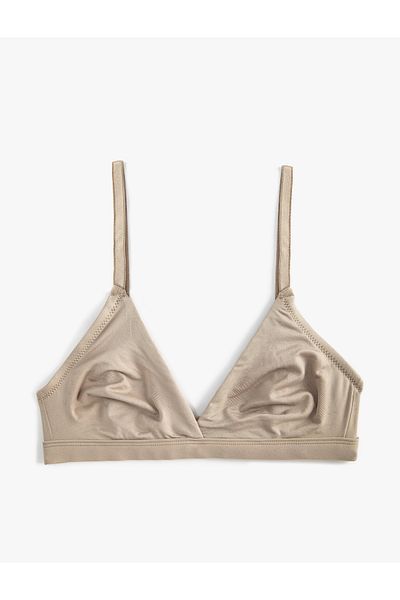 Koton Triangle Bikini Top with Shiny Thin Straps