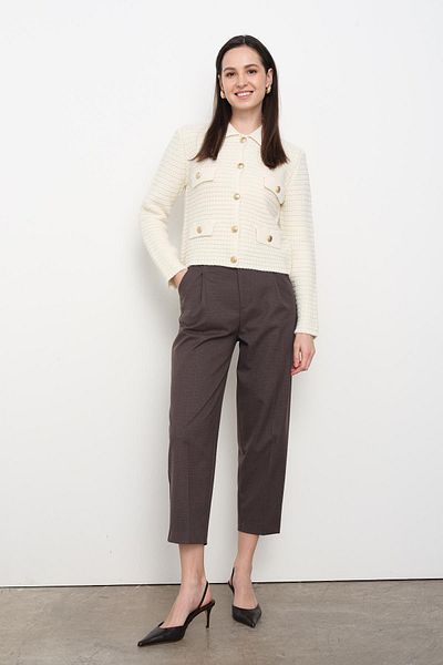 Qutu Butik 60925 Polo Collar Knitted Triko Cardigan