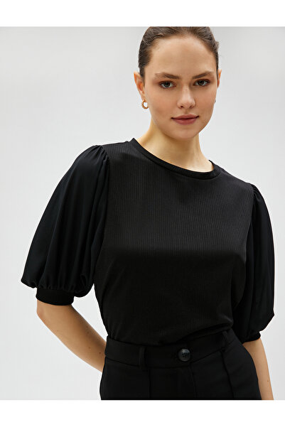 Koton Tricou cu mânecă cu balon, cu gât crepus