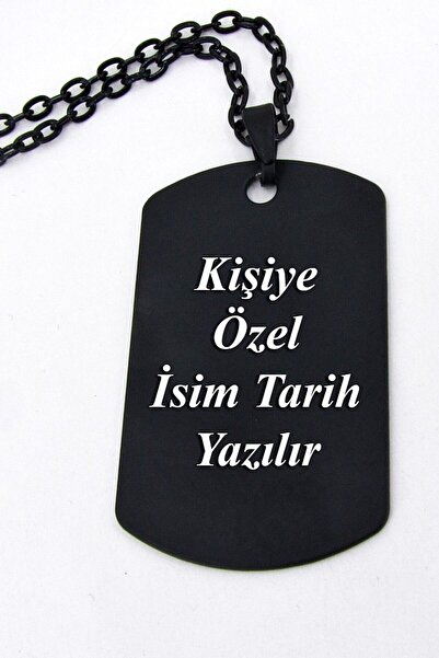 Takı Dükkanı Kişiye Özel Asker Künyesi Şeklinde Unisex Erkek Kolye Eck39