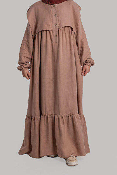 Lemaye Φόρεμα μουσελίνας με γιακά - Πούδρα