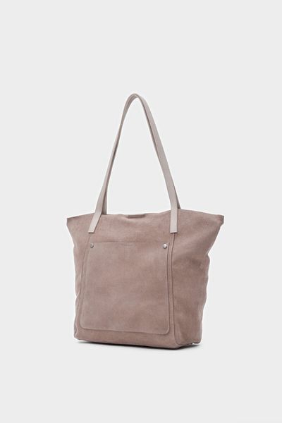 LEONAS Premium μπροστινή τσέπη από γνήσιο δέρμα σουέτ Shopper τσάντα χεριών και ώμου Michelle Mink