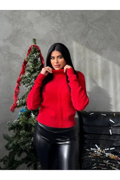 Brantu Pulover de damă cu gât în formă de plush