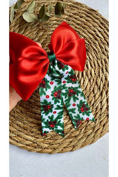 kombin takı Red Kokina Flower Pattern New Year's Christmas Buckle - Children's Bow Buckle