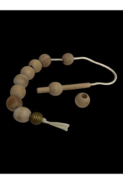 AKTURK HOME Montessori Classic Stringing and Bead Stringing Game - Natural Wood