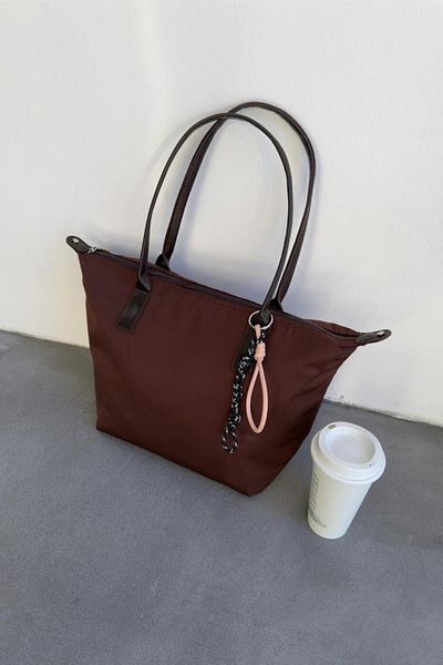 LEONAS Decorative Fancy Parachute Fabric Tote Women Hand and Shoulder Bag Thomas Bitter Coffee