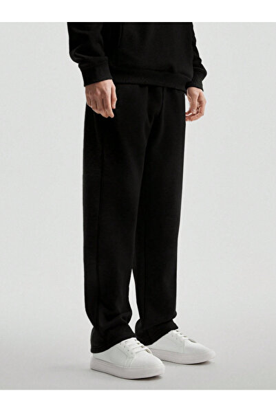 CAONNES Μαύρο φαρδύ χαλαρή εφαρμογή Άνετη εφαρμογή - Φούτερ με ίσια πόδια