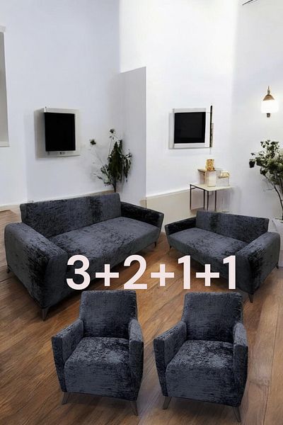 MADAME BELLA Shiny Velvet - 3+2+1+1 Lycra Flexible Washable Sofa Cover