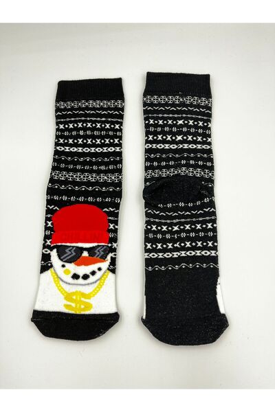 B Beşiroğlu Since 1980 Коледна тема - Баща Елен с мотив Безшевни унисекс дебели зимни памучни вълнени чорапи