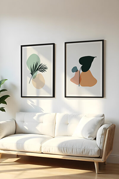 huhuli Set de 2 piese cu ramă neagră din lemn, tablou Huhu123