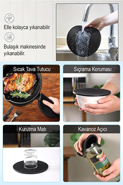 Fesya Home Set de 3 tampoane rotunde din silicon negre