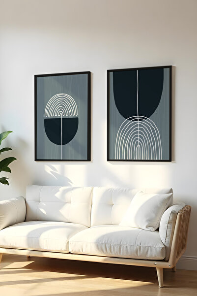 huhuli Ahşap Siyah Çerçeveli 2 Parça Set Tablo Huhu112