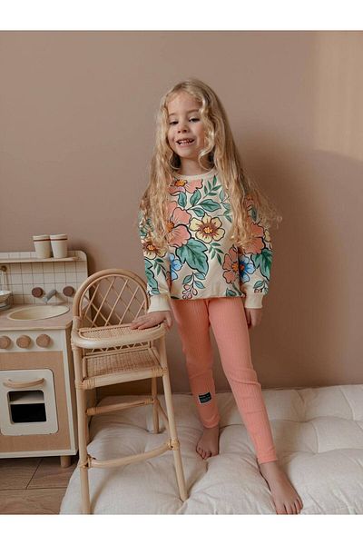 CANDA Girl's Floral Printed Leggings Bottom Top Set