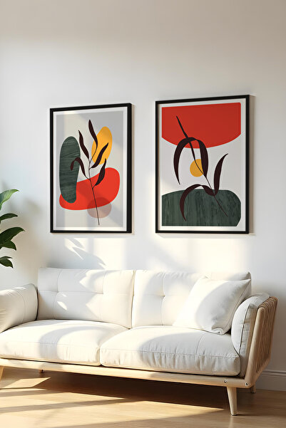 huhuli Ξύλινο Μαύρο Σετ Πίνακα 2 Τεμαχίων με Κορνίζα Huhu45