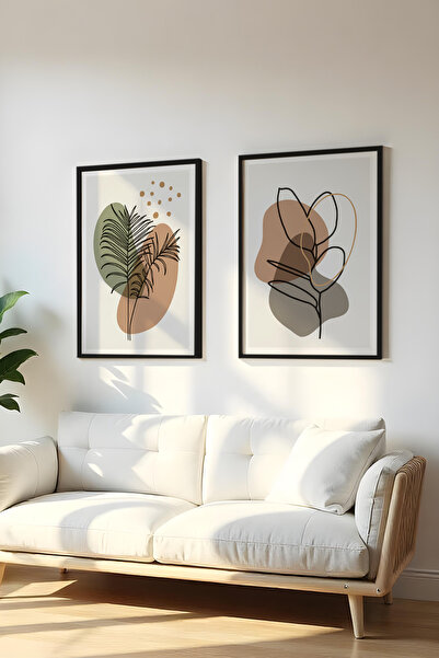 huhuli Ahşap Siyah Çerçeveli 2 Parça Set Tablo Huhu114