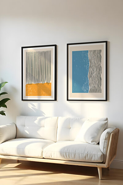 huhuli Ahşap Siyah Çerçeveli 2 Parça Set Tablo Huhu107