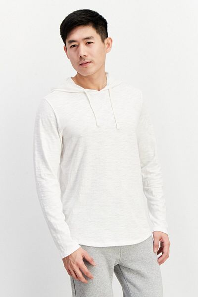 Vince Men Hooded Long Sleeves Solid Sweatshirt, White