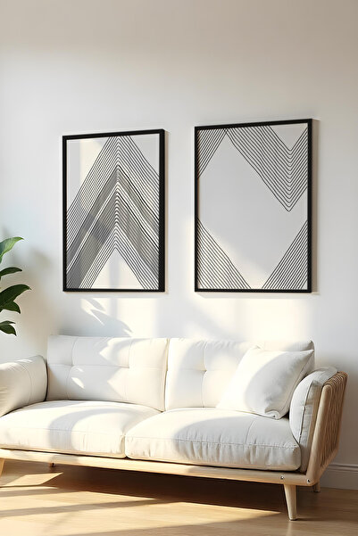 huhuli Ahşap Siyah Çerçeveli 2 Parça Set Tablo Huhu74