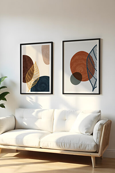 huhuli Ahşap Siyah Çerçeveli 2 Parça Set Tablo Huhu46