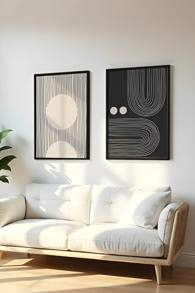 huhuli Ahşap Siyah Çerçeveli 2 Parça Set Tablo Huhu87