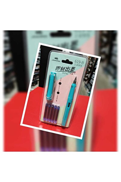 jinhao dolma kalem seti METALİK TURKUAZ YEŞİL renk (F) 0,60mm uç kalem+5 kart...