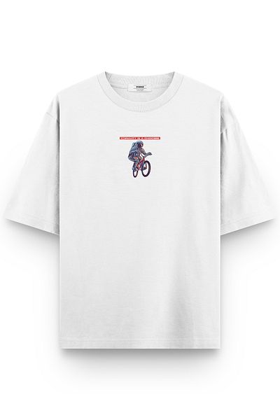 Overoz Μπλουζάκι με στάμπα Astronaut Back White Oversize - Unisex 1324