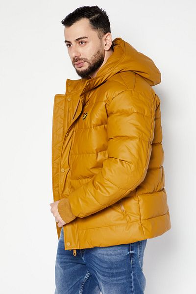 Lyle & Scott Men Brand Logo Puffer Jacket, Tan