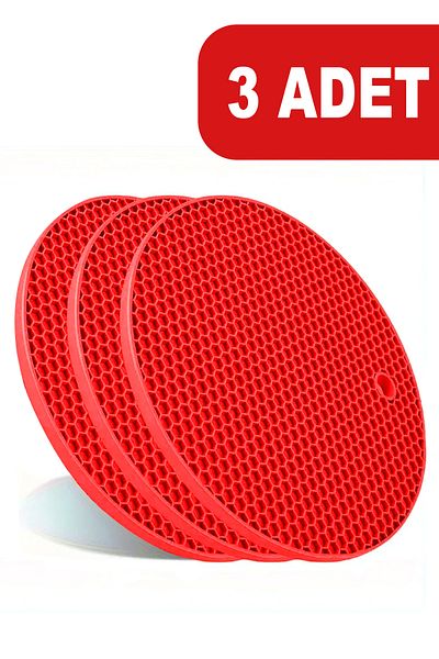 Fesya Home Red 3-Piece Round Silicone Trivet Set