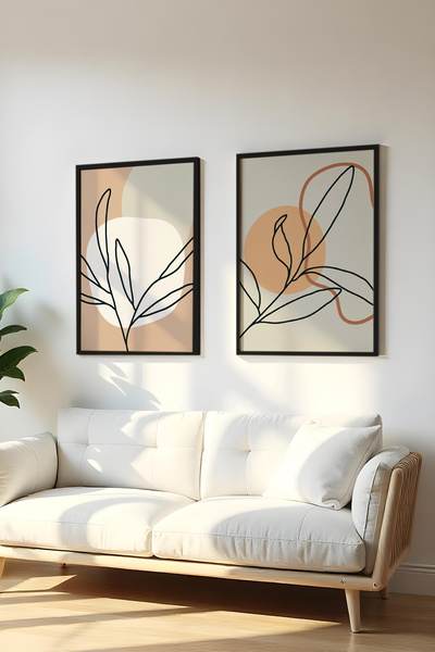 huhuli Ahşap Siyah Çerçeveli 2 Parça Set Tablo Huhu61