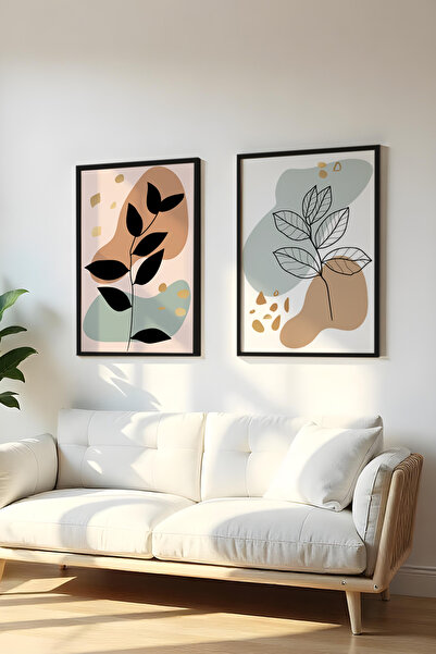 huhuli Дървена картина с черна рамка, комплект от 2 части Huhu70