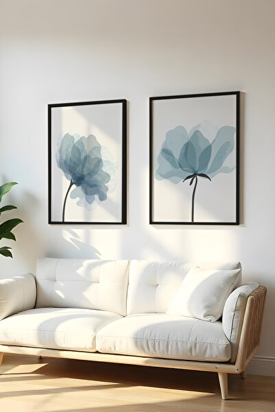 huhuli Ahşap Siyah Çerçeveli 2 Parça Set Tablo Huhu24