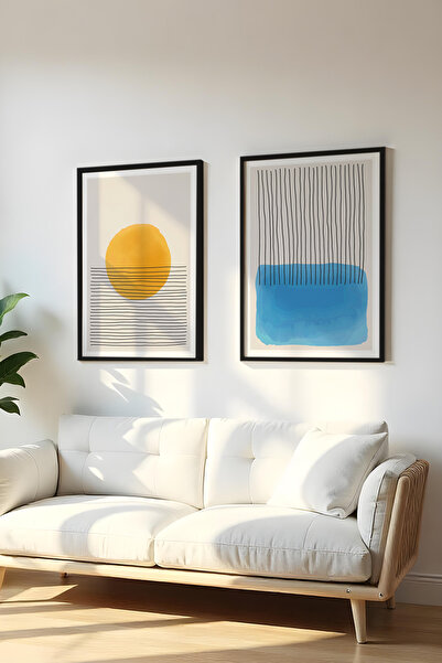 huhuli Set de 2 piese cu ramă neagră din lemn, tablou Huhu134