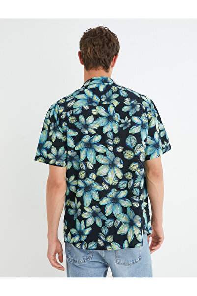 Koton Çiçekli Baskılı Gömlek Kısa Kollu Devrik Yaka Baskılı Pamuklu