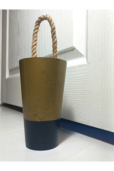 Water in Space Dekoratif Jüt Halat İpli Gold-Siyah Renkli Beton Kapı Stoperi / Kapı Pencere Tutucu