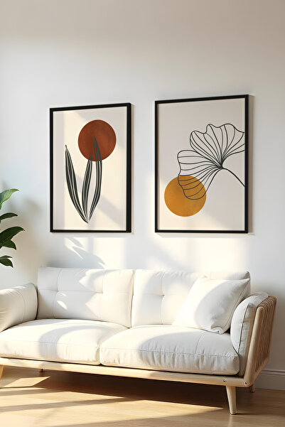 huhuli Ahşap Siyah Çerçeveli 2 Parça Set Tablo Huhu83