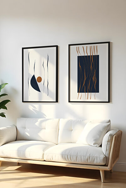 huhuli Ahşap Siyah Çerçeveli 2 Parça Set Tablo Huhu108