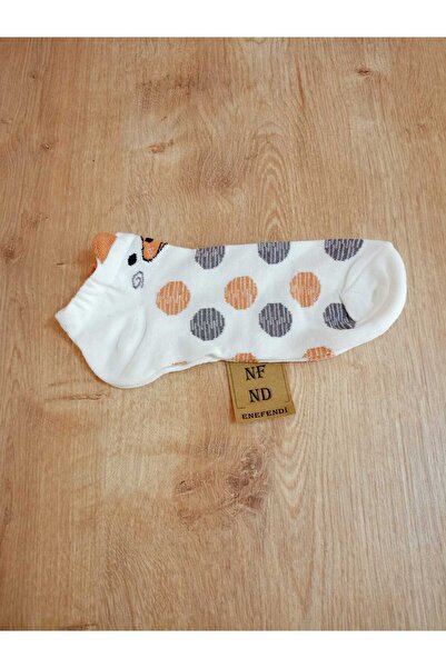 ENEFENDİ Кремави памучни чорапи с шарки и точки - 36-40