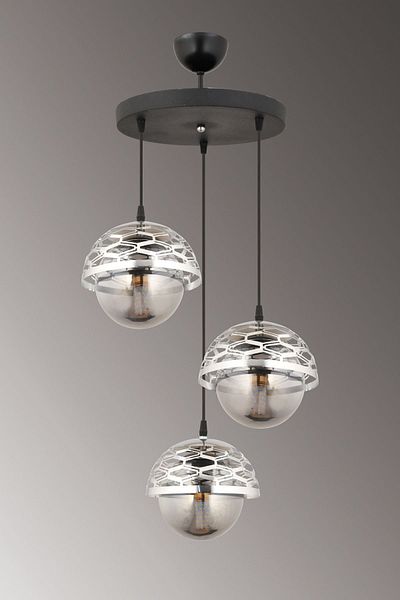 ESSLİGHT Lema 3-Light Pendant Chandelier (مع زجاج مدخن) غرفة المعيشة غرفة النوم المطبخ غرفة الشباب