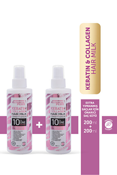 Softto Plus Trendmu - Onarıcı 2'li Keratin Kolajen Saç Bakım Sütü 250 Ml+250 Ml